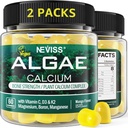 (2 Pack) Gommies de calcium pour les femmes, supplément de calcium sans sucre de l'algue durable (3ème partie testée) avec la vitamine D3 K2, C, Zinc, Boron, Manganèse pour la force osseuse, Absoption de calcium, végétalien