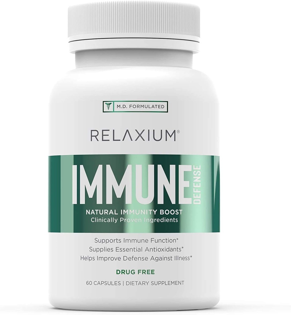 Relaxium Immune Defense, Powerful Immune Support Supplément, Immunity Booster pour renforcer la santé avec la baie d'ail, l'échinacée, la vitamine C et le zinc (60 capsules, 30 jours d'approvisionnement)