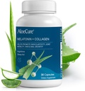 AloeCure Melatonine naturelle + collagène avec Aloe Vera biologique - Supplément d'aide au sommeil naturel pour les nuits reposées - Collagène complexe pour la force articulaire, l'élasticité cutanée, la croissance des cheveux et des ongles, 30 capsules