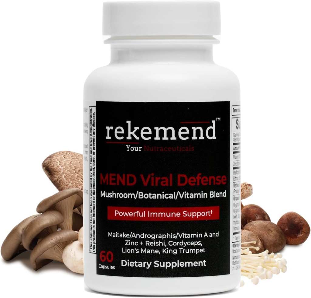 Supplément de champignons pour le soutien immunitaire - Contient Mane Lions, Cordyceps & Reishi Extraits de champignons - 60 Capsules