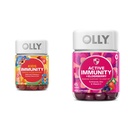 OLLY Kids Immunity Gummy, Immune Support, Wellmune, Elderberry, Vitamin C, Zinc, Chewable Supplement, Cherry - 50 Count & Gummy Active Immunity+Elderberry, 45 Gummies (1 Pack), Berry Flavor