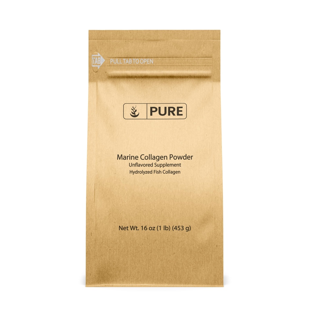Ingrédients originaux purs en poudre de collagène marin (1 lb) naturel et non aromatisé, peptides protéiques, sac refermable