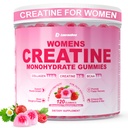 Créatine pour les femmes, crème monohydratée avec collagène, BCAA, L-Carnitine & Taurine, fraise, supplément de créatine d'énergie pour la force musculaire, boost énergétique, sans sucre, 120 comte