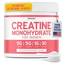 Créatine pour les femmes en poudre monohydratée de créatine 5G + 5000mg Collagène + 1000mg BCAA 2:1:1 Poudre (30 portions) Support Glutes, Muscles maigres, Récupération, Énergie et Stamine Non-OGM, Sans gluten - USA Made