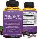Viva Naturals Elderberry avec vitamine C et zinc (120 capsules) - 1000mg Sambucus Elderberry Immune Supplément de soutien, Capsules Black Elderberry pour adultes, Vitamines Elderberry - 2 mois d'approvisionnement