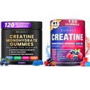 Gommies monohydratées créatine pour hommes et femmes, 9000MG Gommies créatine sans sucre - BCAA 2:1, B12 B6 pour stimuler la force, le focus et l'endurance, végétalien, non-OGM
