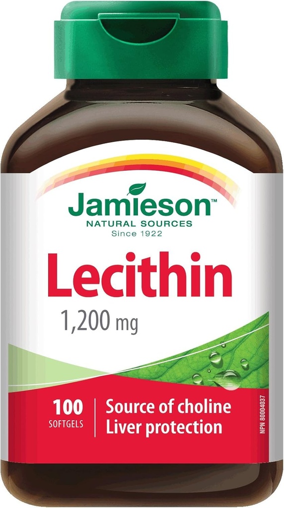 Jamieson Lecithine 1 200 mg, 100 softgels - Source de la protection du foie de Choline