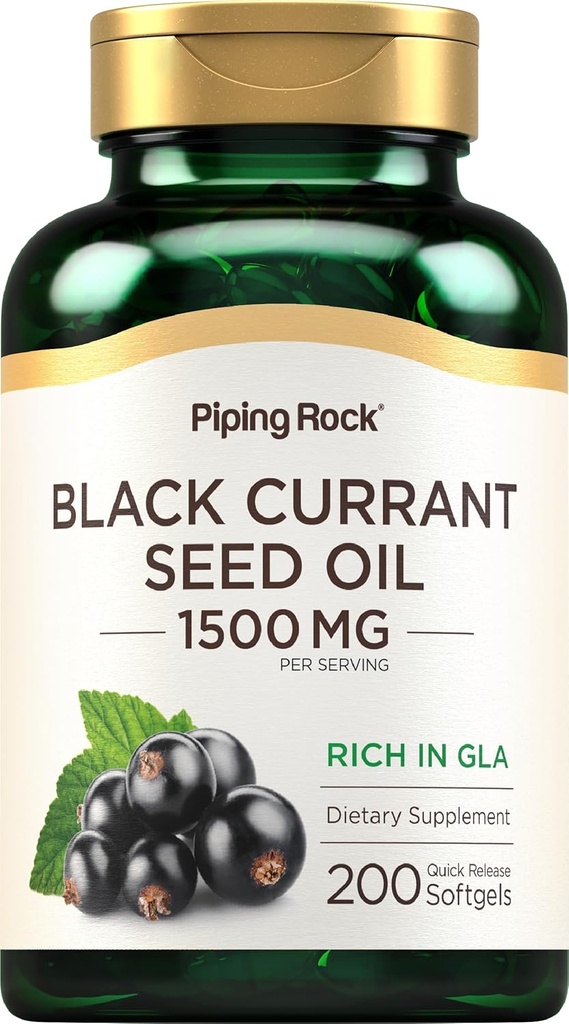 Piping Rock Black Currant Seed Oil Capsules de softgel (en anglais seulement) 1500mg (en anglais seulement) 200 Count (en anglais seulement) avec Gamma Linolenic Acid (GLA) (en anglais seulement)