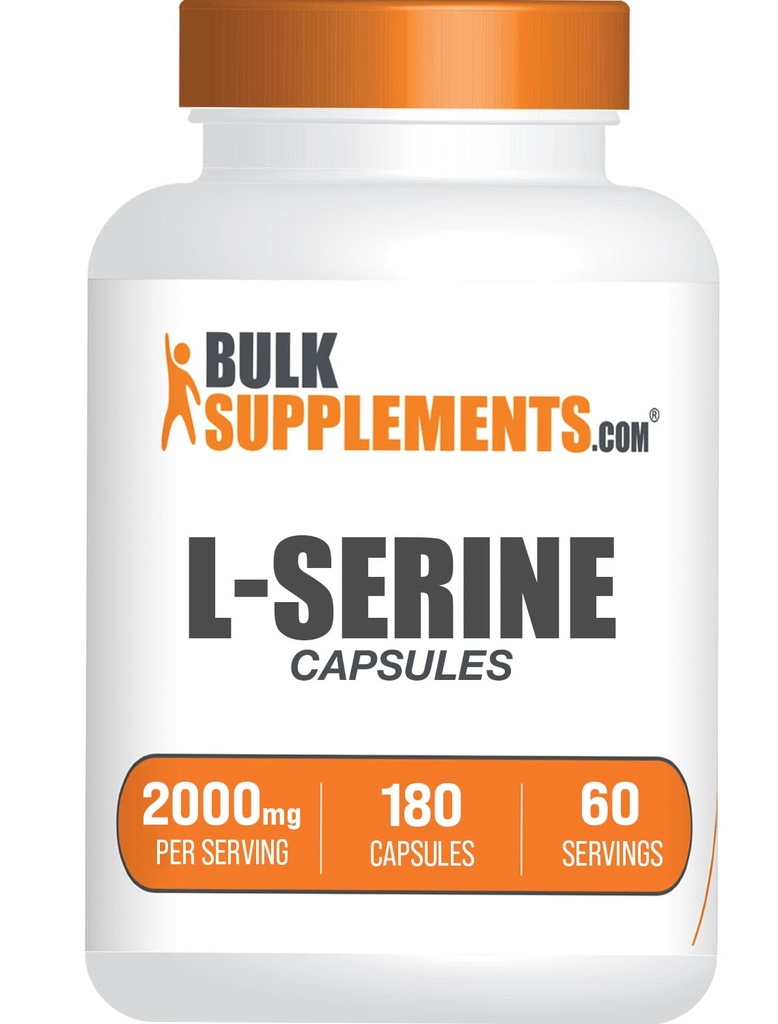 BulkSupplements.com L-Serine Capsules - Serine Supplement, Amino Acids Supplement - Gluten Free, 3 Capsules per Serving, 180 Count (Pack of 1)