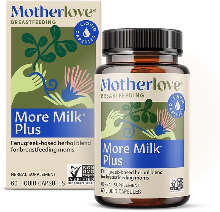 Motherlove Plus Lait Plus (60 capsules liquides) Supplément d'allaitement à base de fénugreek pour soutenir l'approvisionnement en lait maternel — non OGM, herbes biologiques, végétalien, casher, sans soja