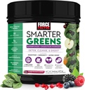 Facteur de force vert plus intelligent Superfoods Poudre pour soutenir la digestion, la santé des intestins, la Bloating, Greens Poudre avec probiotiques, prébiotiques, enzymes digestives, et adaptogènes, grenade Berry, 30 portions
