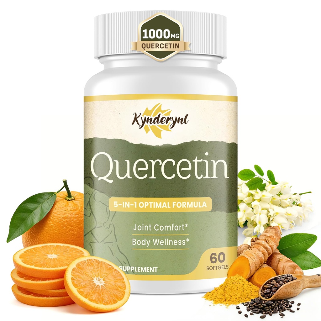 Quercetin Supplement 1000mg Softgels – Joint Health Supplement for Mobility, Flexibility & Antioxidant Boost with Turmeric, Grape Seed Extract & Non-Acidic Vitamin C – 30 Vegan Softgels