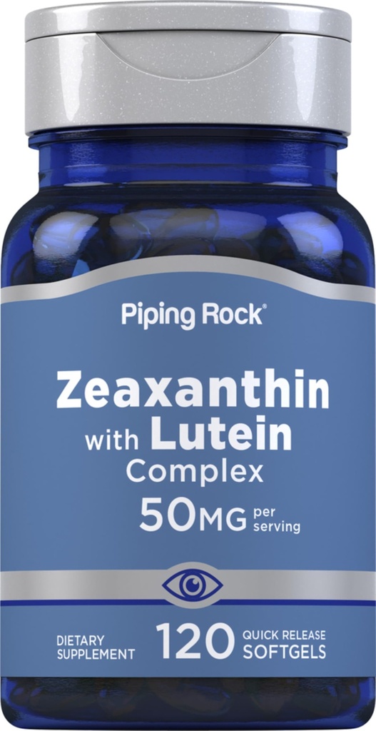 Pipping Rock Zeaxanthin Plus Lutein (50mg) 120 Softgels de Marigold Extract (non-OGM, supplément sans gluten)