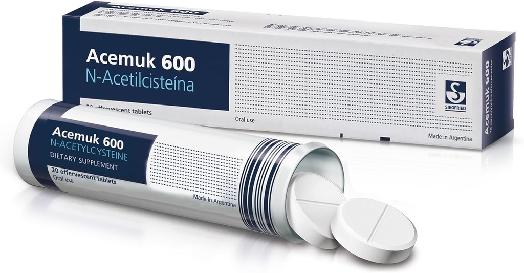 N-acétylcystéine (NAC) 600mg - Soutient la santé respiratoire, la fonction immunitaire, le foie et la désintoxication rénale - Potent Antioxydant, facile à absorber - 20 comprimés (1-Pack)