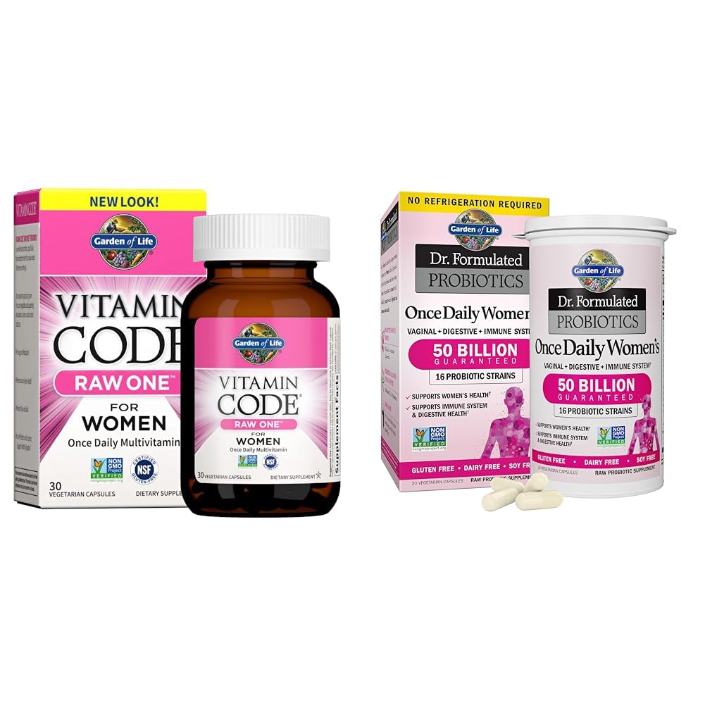 Garden of Life Multivitamin for Women, Vitamin Code Raw One for Women, Once Daily & Dr. Formulated Women's Probiotics Once Daily, 16 Strains, 50 Billion, 30 Count (Pack of 1)