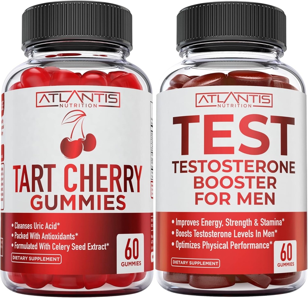 Atlantis Nutrition Tart Cherry 60 Gummies + Testostérone Booster 60 Gummies