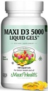 Maxi Health D3 5000 Gels liquides - Vitamine naturelle D3 - Supplément nutritionnel - 180 Capsules - Casher