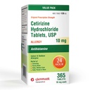 Glenmark Therapeutics 24-Hour Allergy Medicine, 365 Count, Cetirizine HCl USP, Antihistamine for Pollen, Hay Fever, Dry, Itchy Eyes, Allergies, 10mg Tablets