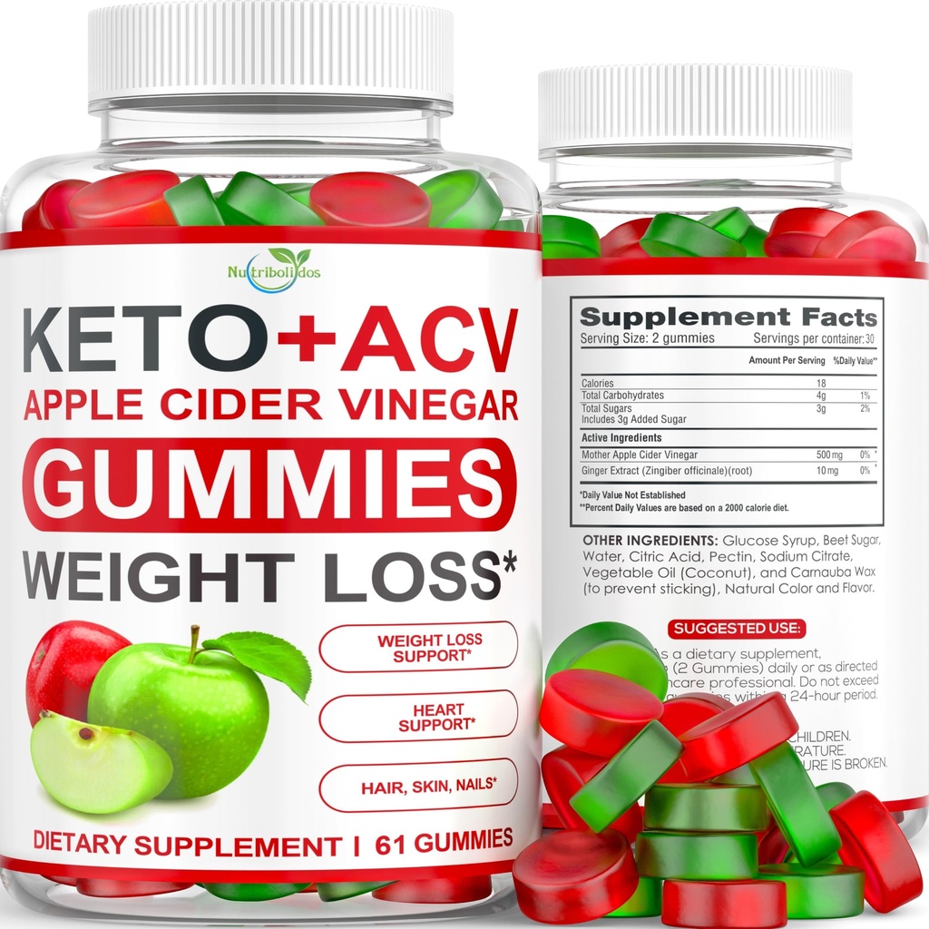 Keto ACV Gummies Advanced Weight Loss - ACV Keto Gummies Supplément pour les femmes et les hommes - Métabolisme, détox, nettoyage - vinaigre de cidre de pomme - Ginger + saveur de pomme
