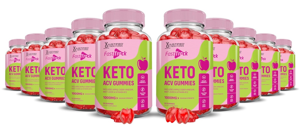 (10 Pack) Fast Track Keto ACV Gummies Advanced Formula 1000MG Fasttrack Keto Gummies Apple Cider Vinegar Formulated with Pomegranate Beet Juice Powder B12 Vegan Non GMO 600 Gummys