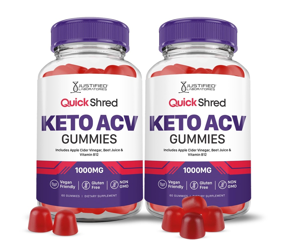 Justified Laboratories Quick Shred Keto ACV Gummies Advanced Formula 1000MG Apple Cider Vinegar Gummies with Pomegranate Beet Juice Powder & B12 Vegan, Non-GMO 120 Gummys