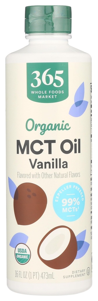 365 par Marché des aliments entiers, Huile de vanille biologique MCT, 16 Fl Oz