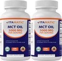 Vitamatic 2 Packs MCT Oil Capsules 3000 mg per Serving - 180 Softgels - from Coconut Oil - Contains 55% caprylic Acid C8 and 40% capric Acid C10 (Total 360 Softgel)