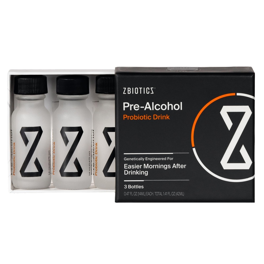 ZBiotics — Feel Better After Drinking, Wake Up Refreshed, Science-Backed, Patented Probiotic for Easier Mornings, Travel-Friendly, 3-Pack of 0.47 Fl Oz Bottles