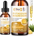 2 Pack supplément de magnésium de potassium liquide - Complexe de magnésium calme à haute absorption 500mg & Potassium 99mg Plus Calcium, Vitamine D3, Zinc pour les crampes des jambes et os et énergie et crème support - 2 Fl oz