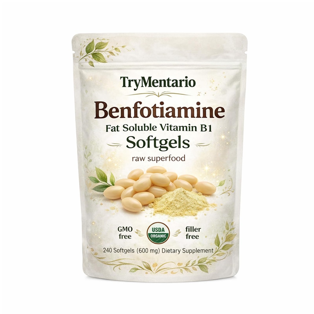TryMentario Benfotiamine Softgels, Fat-Soluble Vitamin B1 Supplement, 240 Softgels