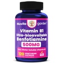 Benfotiamine 500mg | 120 Vegetarian Capsules | Fat Soluble Thiamine Vitamin B1 | Supports Overall Health | Non-GMO | Gluten Free
