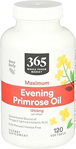 365 par Marché des aliments entiers, haute puissance soirée huile de Primrose 1250mg, 120 Compte