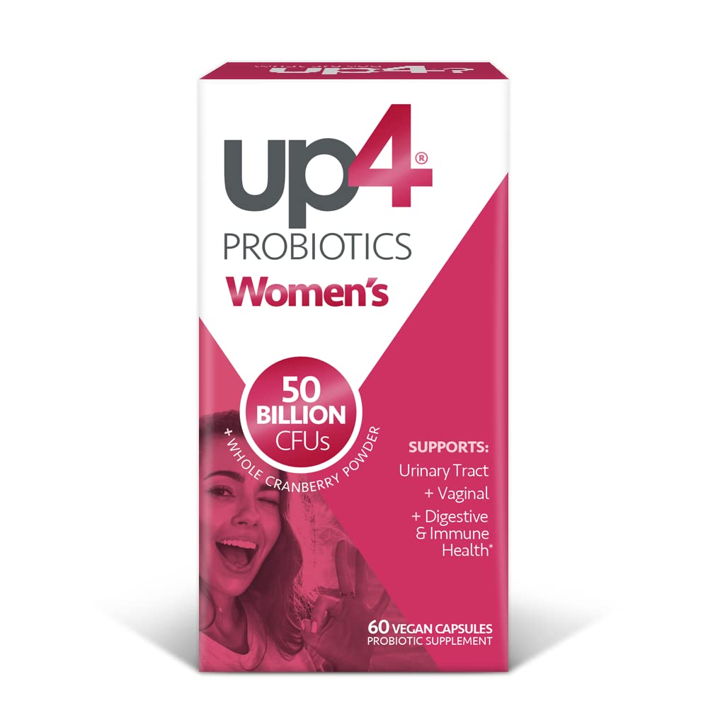 up4 Supplément probiotique pour les femmes, soutien vaginal, digestif et immunitaire, 50 milliards d'UFC garantis, non OGM, sans gluten, sans soja, végétalien, 60 comtes