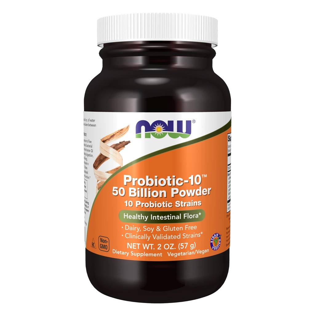 Suppléments, poudre Probiotic-10TM, 50 milliards, avec 10 souches probiotiques, souche vérifiée, 2-Ounce