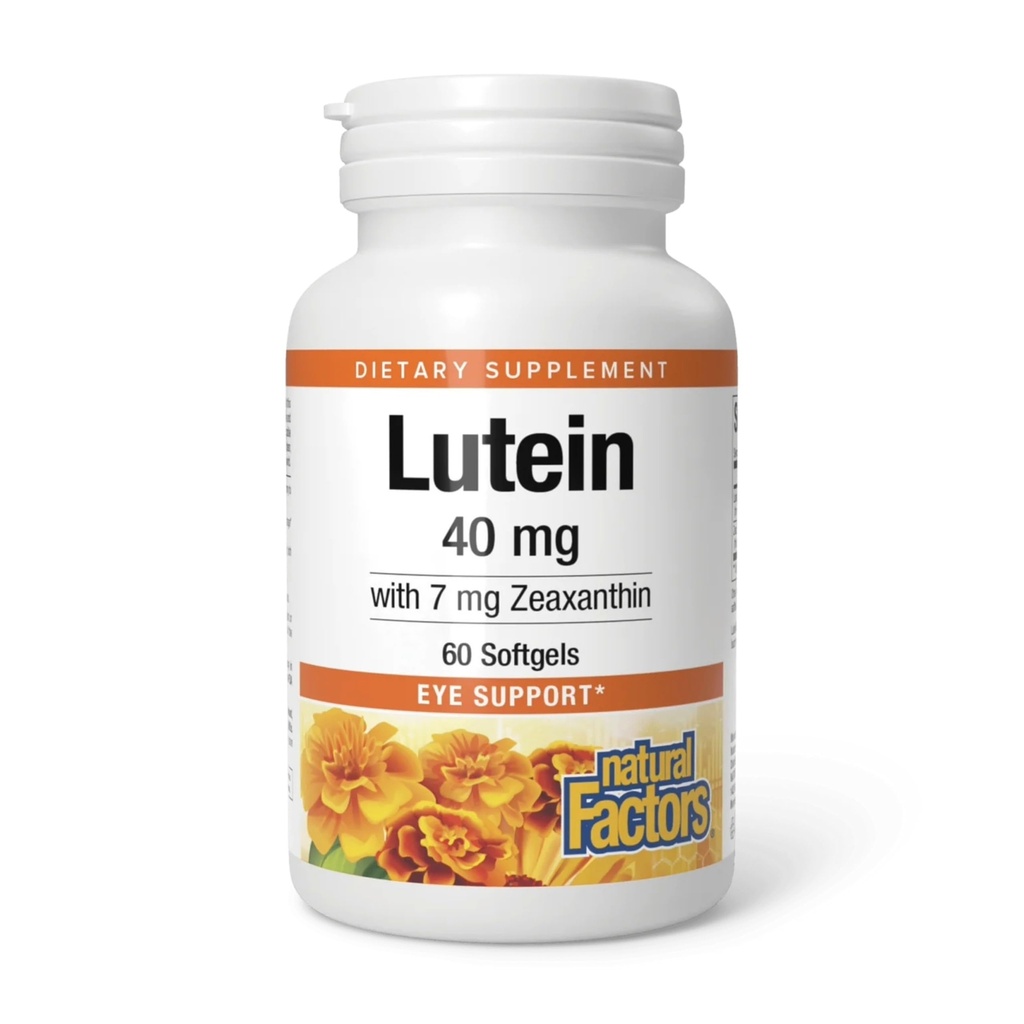 Facteurs naturels, Lutéine 40 mg, Antioxydant pour les yeux et la peau sains avec Zeaxanthin, 60 Softgels