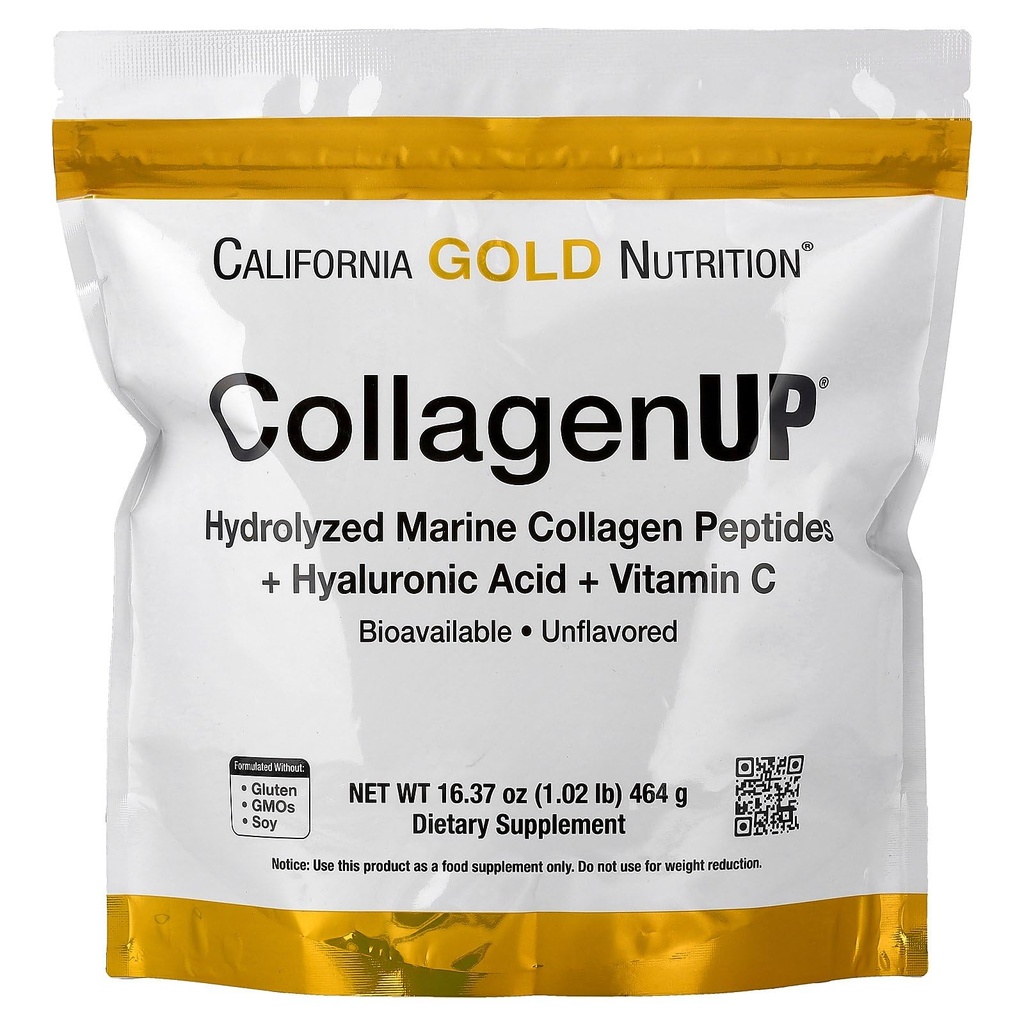California Gold Nutrition CollagenUP®, Peptides de collagène marin hydrolysé avec acide hyaluronique et vitamine C, non aromatisés, 1,02 lb (464 g)