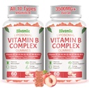 2 Pack 33-en-1 Gommies complexes de vitamine B liposomiques -B1, B2, B3, B4, B5, B6, B7, B8, B9, B12.