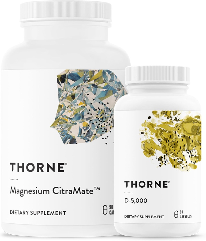THORNE - CitraMate de magnésium et vitamine D-5000 Duo - coeur, os, muscles - 60 à 90 portions