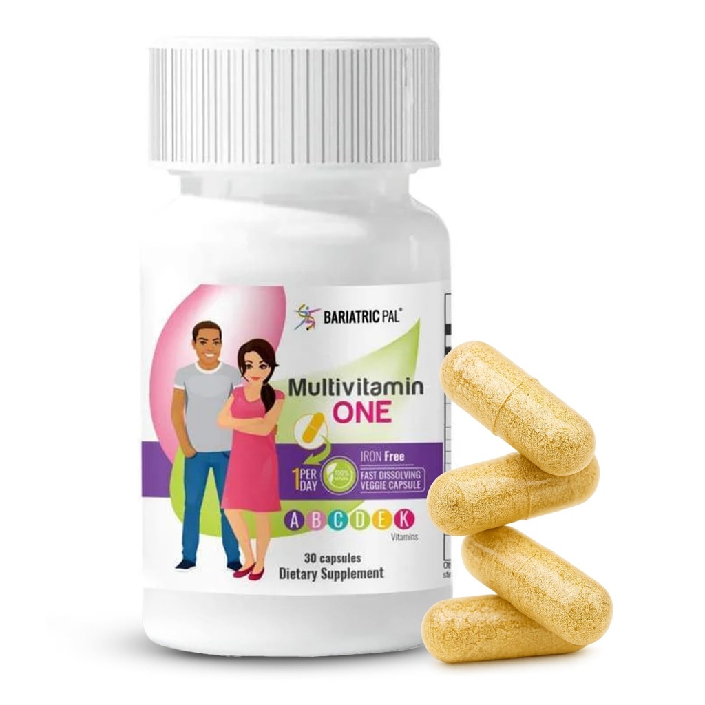 BariatricPal Multivitamin ONE 1 per Day! Bariatric Multivitamin Capsule Iron Free | Easy to Swallow Capsule | Vitamin for Bariatric Surgery Patients | 30 Count (1 Month Supply)