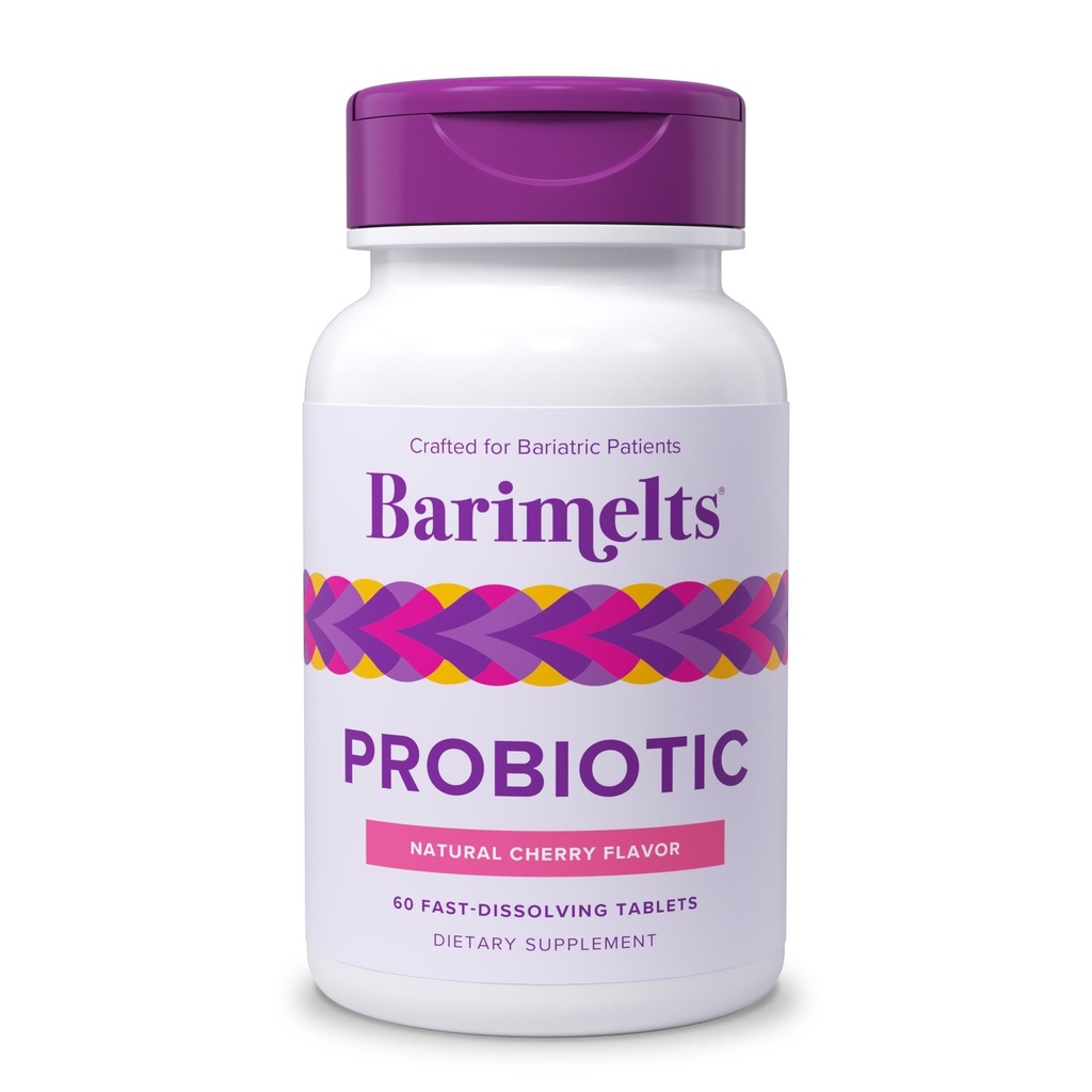 Barimelts Probiotic, 5 Billion CFU - 60 Fast-Dissolving Tablets (2-Month Supply) - Sugar-Free Probiotics for Women, Support Gut Health After Bariatric Surgery, Natural Cherry Flavor​
