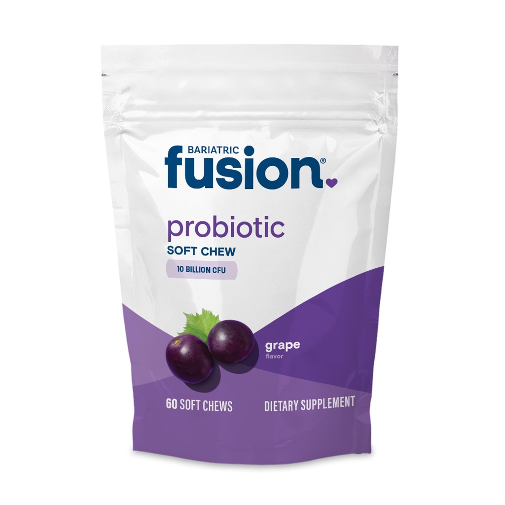 Bariatric Fusion Probiotic Soft Chews | Grape Flavor Chewy Bariatric Vitamin | 10 Billion CFU | Bacillus Coagulans | Support Digestive & Immune Health | 60 Count