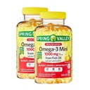 Omega 3 Mini 1000mg de l'huile de poisson – 120 Softgels, huile de poisson au citron Omega 3 suppléments avec EPA DHA, supplément acide gras, facile à avaler (paquet de 2)