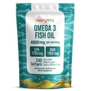 Omega 3 Huile de poisson 4800 mg – EPA 1728 mg , DHA 1152 mg de Wild-Caught Anchovies – Mini Softgels sans Burpless – Supplément acide gras Omega-3 pur – Non-OGM, sans gluten, sans arrière-goût – 240 capsules