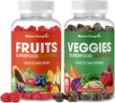 Fruits et légumes Superfood Gummies Supplément - Fruits et légumes Gummy - Nature Vitamines Bilan nutritionnel, végétalien, non-OGM, sans gluten - (Total 120 Gummies - Pack de 2) Fabriqué aux États-Unis