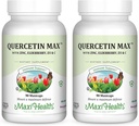 Maxi Health Quercetin 500mg Capsules – Suppléments en zinc pour les femmes et les hommes – Suppléments en quercetine sans OGM, sans casher et sans gluten avec vitamine C et zinc à la mûre aînée (90 capsules de légumes, boîte de 2)