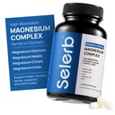 Selerb Magnesium Complex for Women and Men-Glycinate,Malate,Citrate,Oxide Supports Calm, Sleep, Muscle & Energy with D3, B6, Zinc, Slippery Elm & DGL Gentle on Stomach 90 Capsules
