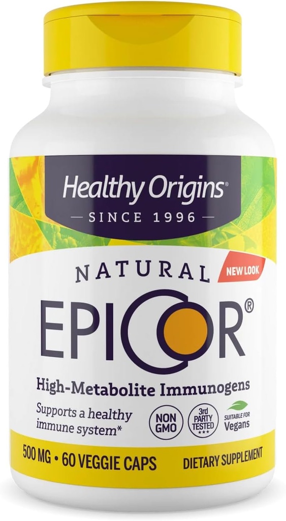 Origines saines EpiCor 500 mg (support immunitaire, sans OGM, sans gluten), 60 gélules de Veggie