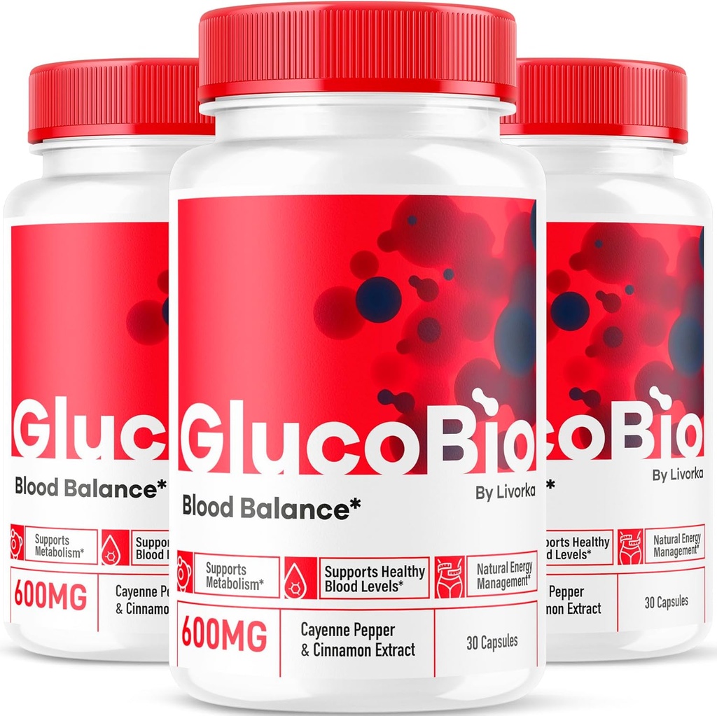 (3 Pack) GlucoBio Capsules - Gluco Bio officiel Pills de soutien, Formule avancée pour l'équilibre global, GlucoBio Pills, Supplément GlucoBio, Glucovio Reviews, 90 Capsules pendant 3 mois
