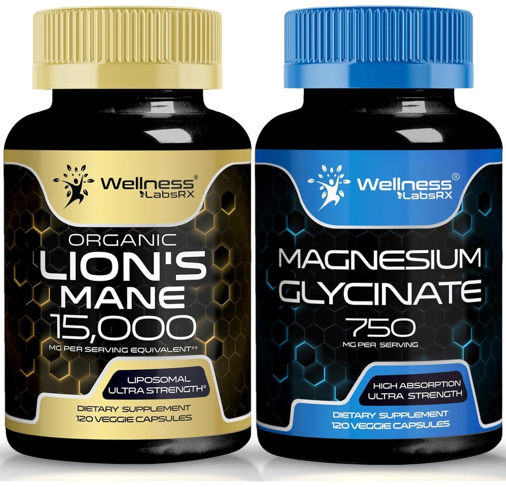 WELLNESS LABSRX Magnesium Glycinate Capsules │Lions Mane Capsules