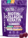 GrowVana Gommies de croissance des cheveux pour les femmes Biotin Collagen Keratin Saw Palmetto Horsetail Astaxanthin Fer Zinc Acide pantothénique Vitamine A D E Graine de citrouille Ahiflower MSM Supplément par Nutra propre 90 Compte